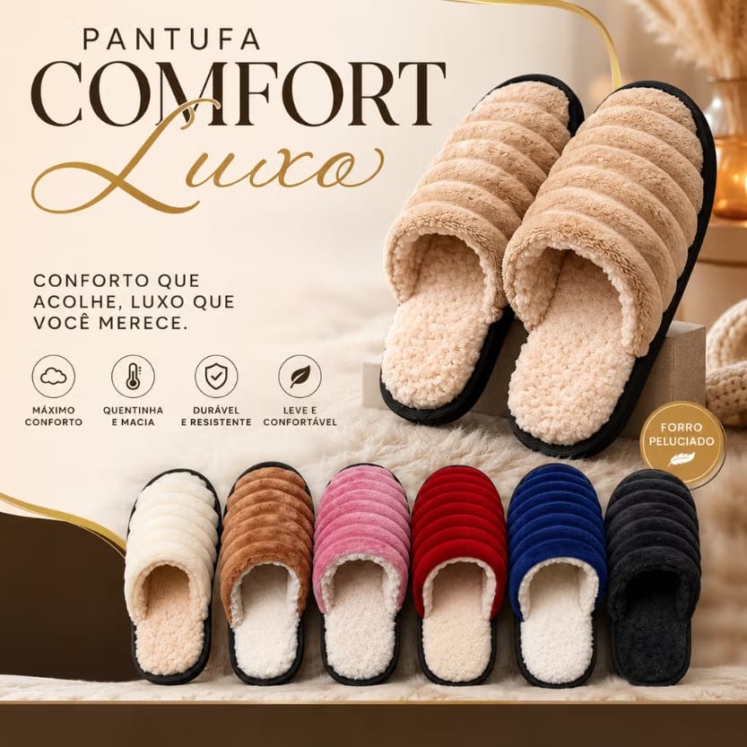 Pantufa  Unissex Pelúcia Macia Antiderrapante